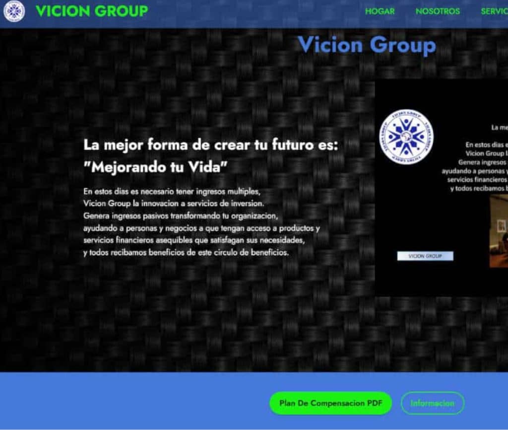 Sitio web de Vicion Group