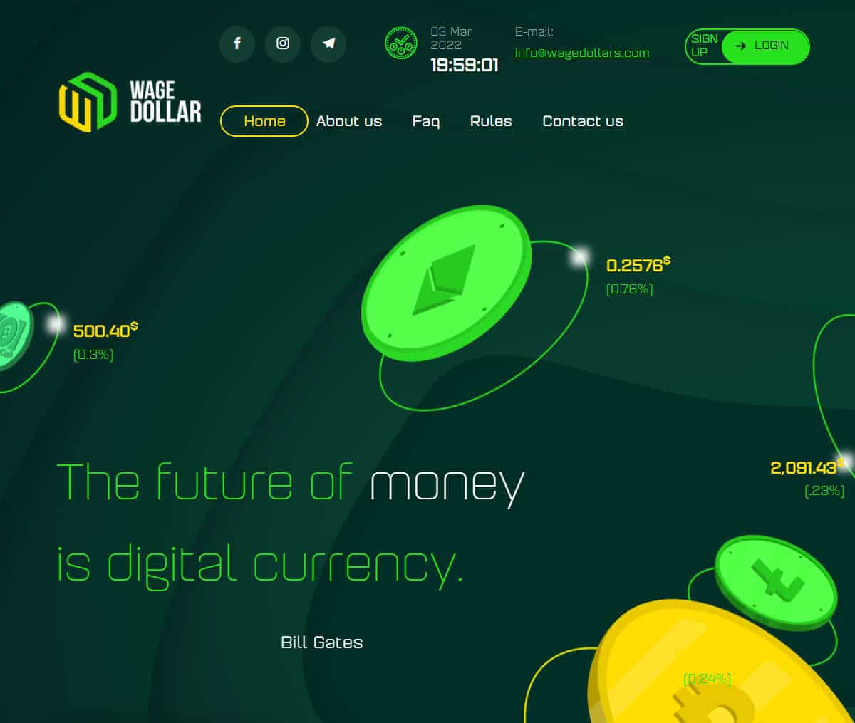 Página web de Wage Dollar