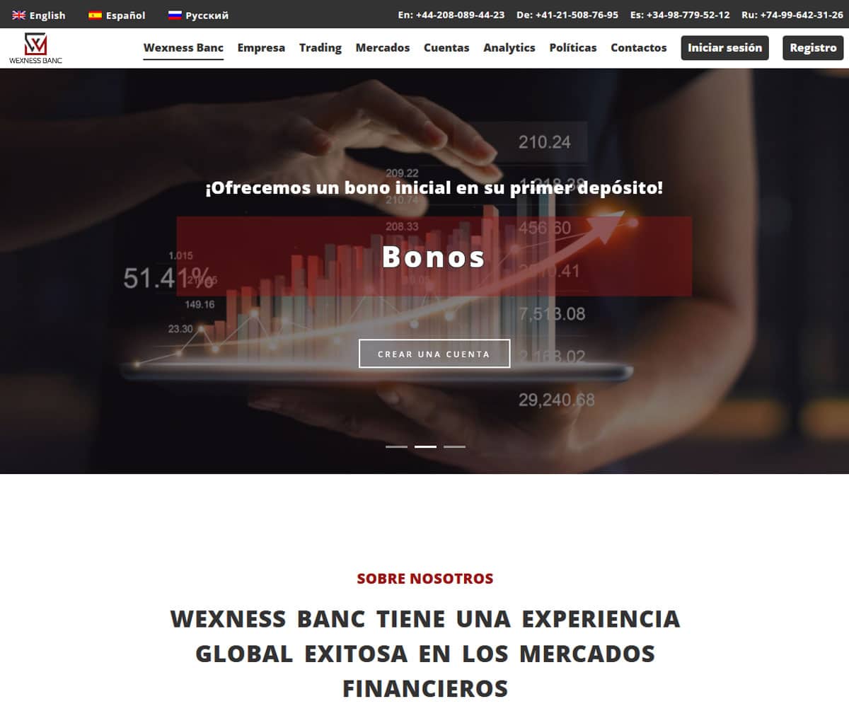 Página web de Wexness Banc