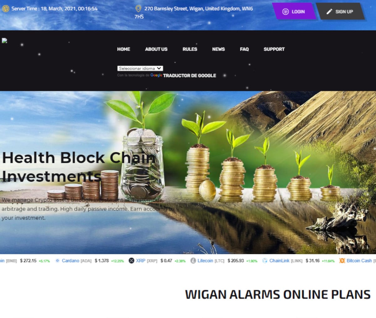 Página web de Wigan Alarms