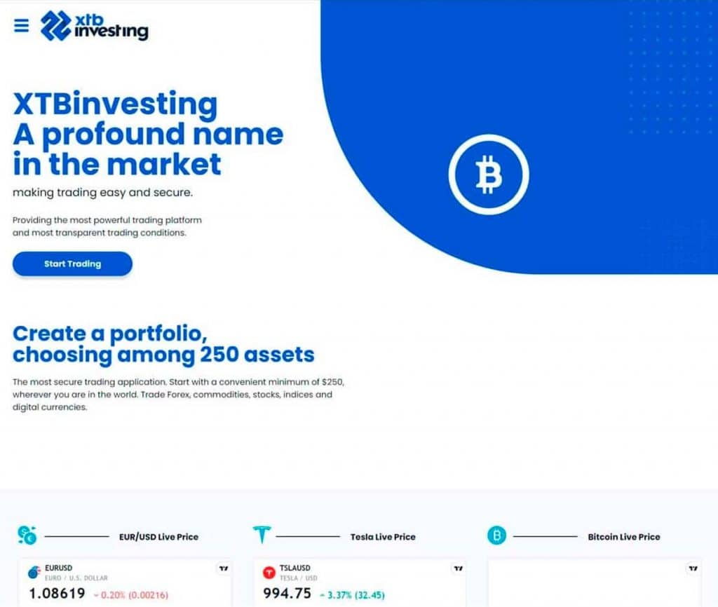 Página Web XTB Investing