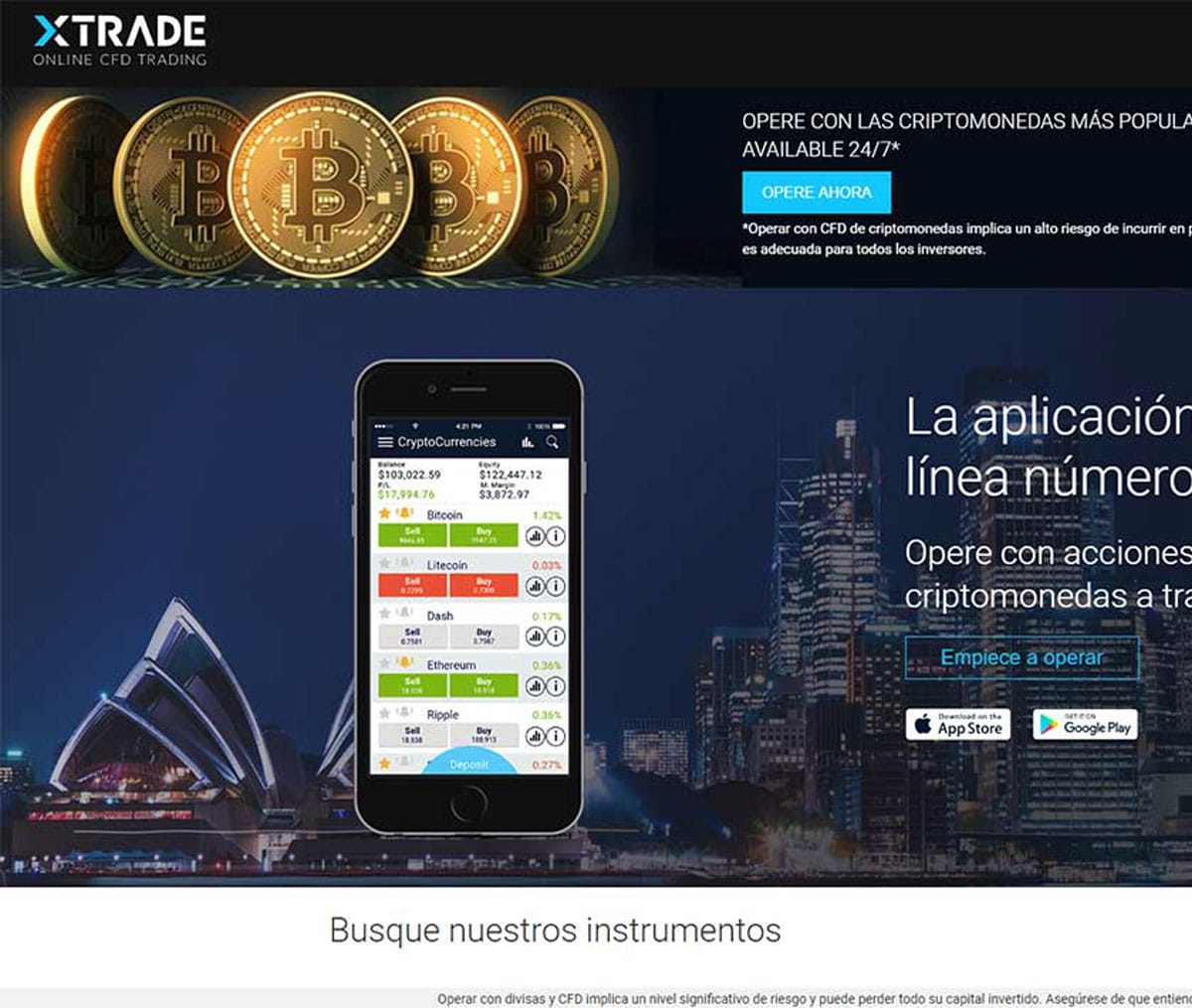 Página web de Xtrade