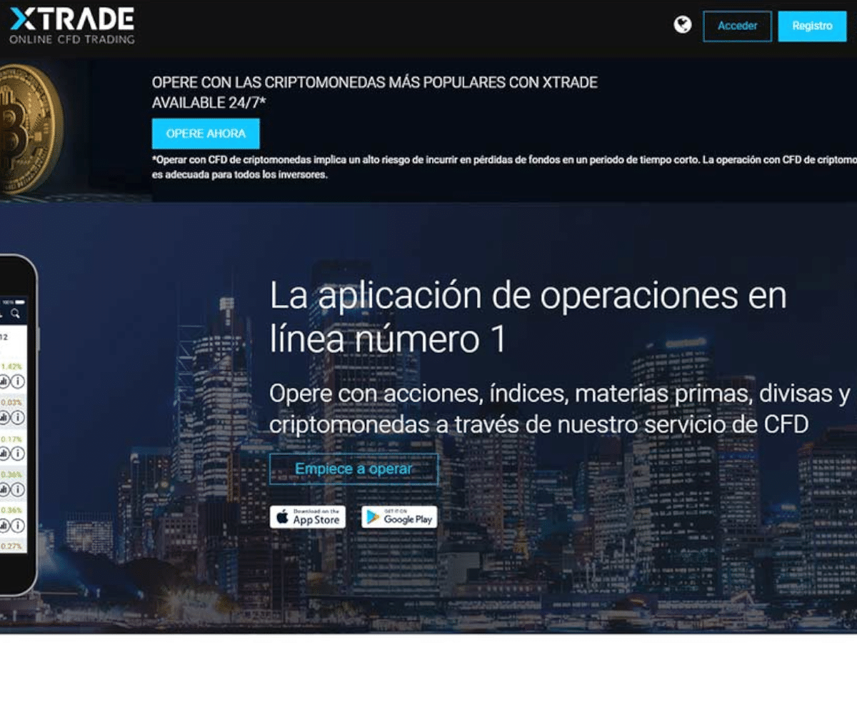 Página web de XTrade