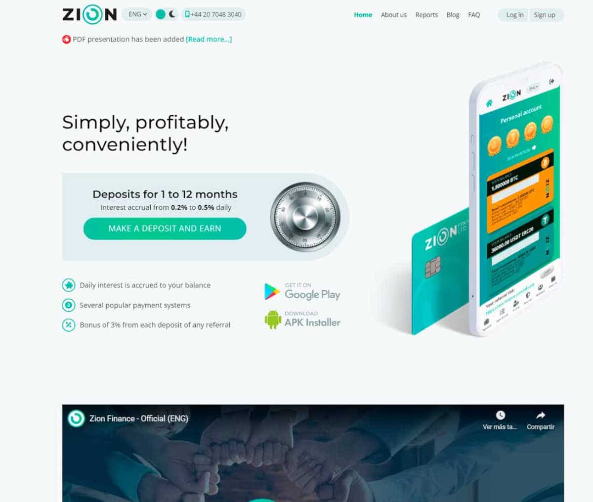 Página web de Zion Finance