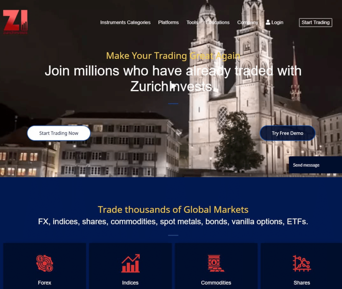 Página web de Zurich Invests