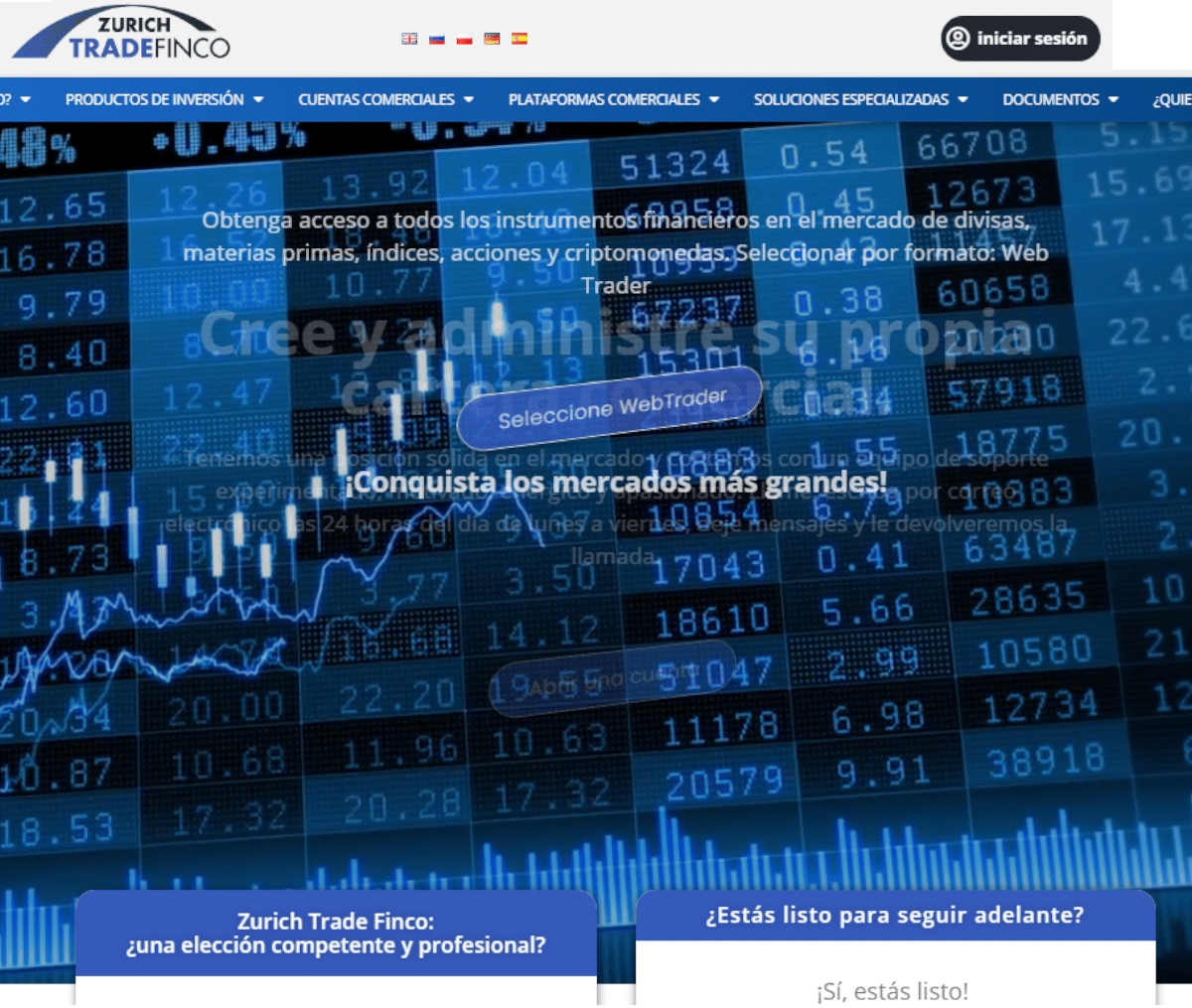 Página web de Zurich Trade Finco