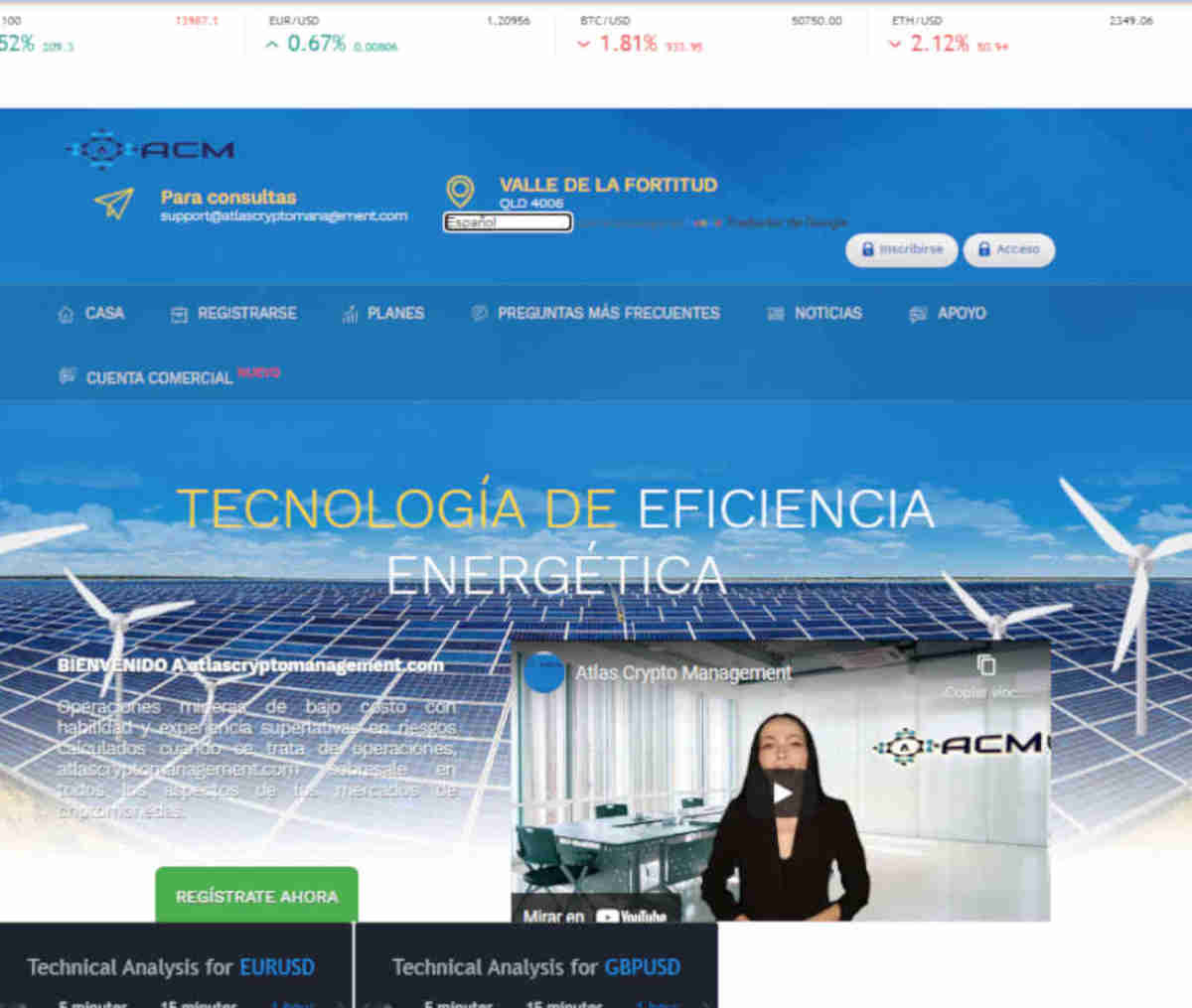 Página web de AtlasCryptoManagement