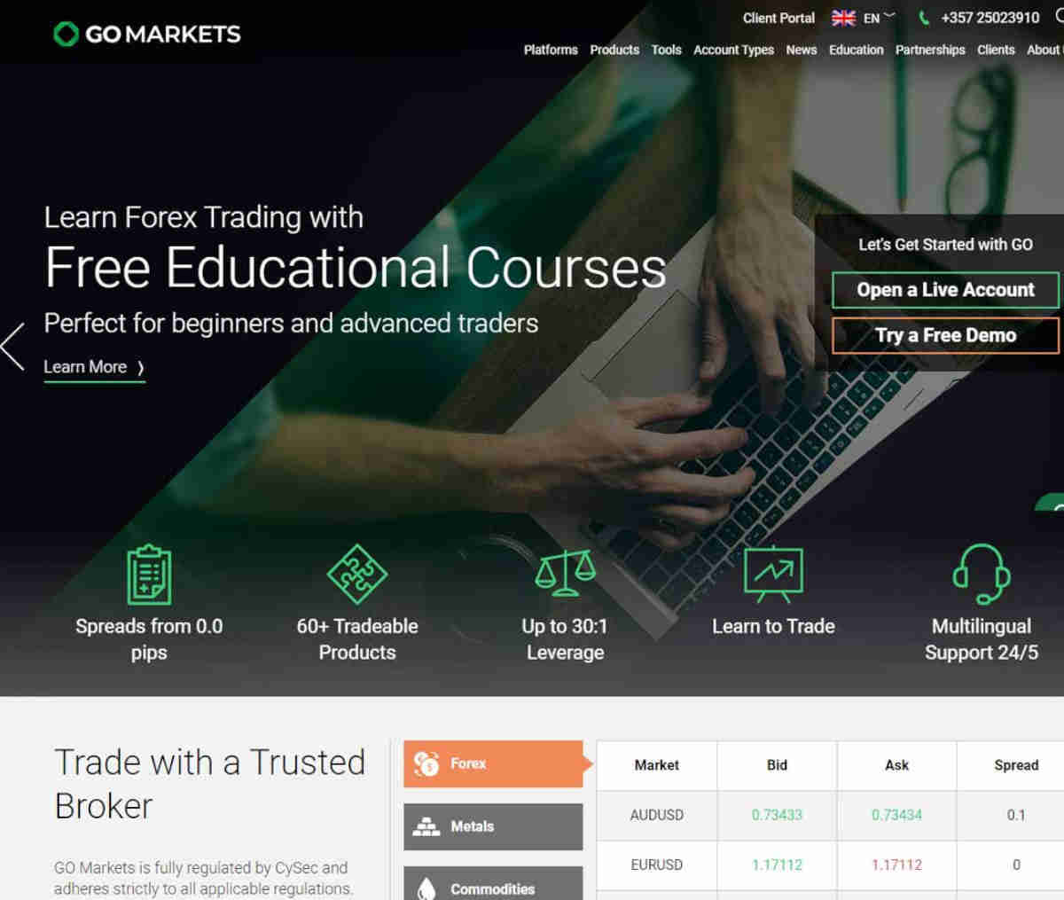 Página web de Go Markets