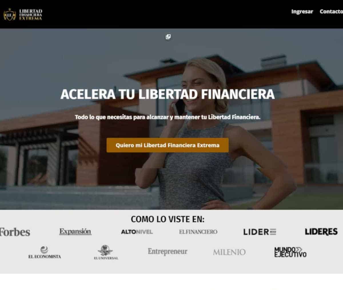 Página web de Libertad Financiera Extrema