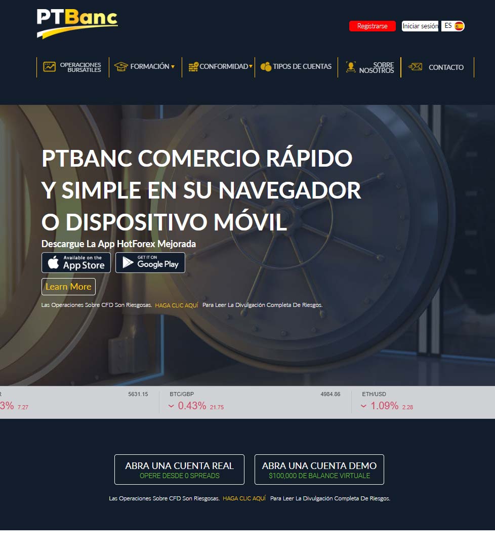 Página web de PtBanc